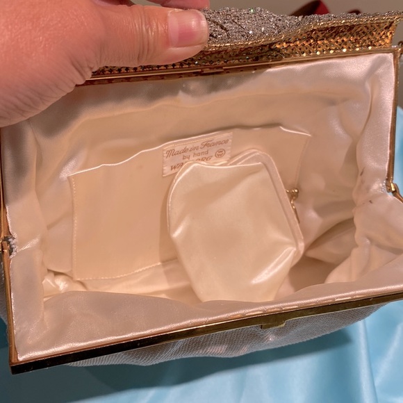 Vintage Walborg Handmade White French Beaded Clutch Evening Handbag - Picture 5 of 5